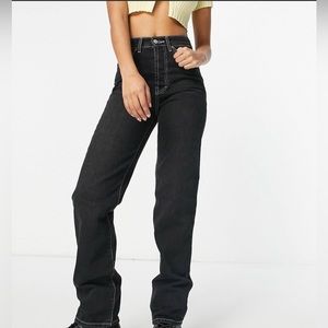 TOPSHOP Jeans Denim Buckle Carpenter Straight Leg Womens Size 26x30 Actual 24x27